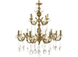 Casa Padrino Lampadario Barocco In Cristallo Oro Ø 110 X H. 110 Cm - Lampadario In Ottone Dorato Con Vetro In Cristallo Pregiato - Lampadario Barocco Da Salotto - Lampadario Barocco Da Albergo