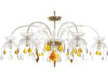 Casa Padrino Lampadario Barocco In Cristallo Ambra/Oro Ø 100 X H. 50 Cm - Magnifico Lampadario In Cristallo Pregiato - Nobile & Magnifico