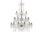 Casa Padrino Lampadario Barocco In Cristallo Argento Ø 95 X H. 105 Cm - Magnifico Lampadario In Cristallo Pregiato Con Bracci In Vetro - Nobile & Magnifico