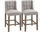 Homcom Set Di 2 Sgabelli Da Bar Sedie Moderne Da Cucina Sgabelli Da Bistrot Sgabelli Da Bar Per Cucina Con Schienale Sgabello Da Banco Lino-Touch Legno Di Gomma Beige 47 X 50 X 101 Cm