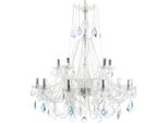 Casa Padrino Lampadario In Cristallo Barocco Argento / Blu Ø 85 X H. 90 Cm - Magnifico Lampadario Con Vetro In Cristallo Pregiato - Nobile & Magnifico