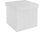 Intirilife Sgabello Pieghevole 30X30X30 Cm In Bianco Neve - Cubo Di Seduta Con Vano Portaoggetti E Coperchio In Tessuto Con Incavi - Cubo Di Seduta Poggiapiedi Scatola Portaoggetti Sgabello A Cassetta