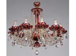 Casa Padrino Lampadario Barocco In Cristallo Rosso/Oro Ø 72 X H. 67 Cm - Lampadario Per Hotel E Ristoranti - Illuminazione Barocca - Nobile & Magnifico