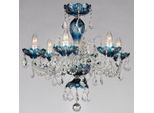Casa Padrino Lampadario Barocco In Cristallo Blu Ø 64 X H. 60 Cm - Lampadario Per Hotel E Ristoranti - Illuminazione Barocca - Nobile & Magnifico