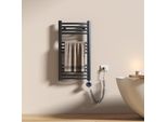 Emke Scaldasalviette Elettrico 75X40Cm 300W Antracite Curvo Radiatore Da Bagno Controllo Wi-Fi Termostato Intelligente Scaldasalviette