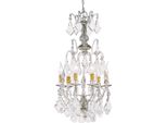 Casa Padrino Lampadario Barocco In Cristallo Argento / Oro Ø 35 X H. 70 Cm - Elegante Lampadario In Stile Barocco - Qualità Lussuosa - Italy