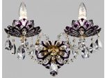 Casa Padrino Lampada Da Parete In Cristallo Barocco Viola/Oro 37 X H. 34 Cm - Magnifica Lampada Da Parete Doppia In Stile Barocco - Luci Barocche - Nobile & Magnifico