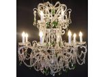 Casa Padrino Lampadario Barocco In Cristallo Verde/Argento Ø 80 X H. 95 Cm - Lampadario Per Hotel E Ristoranti - Illuminazione Barocca - Nobile E Magnifico - Qualità - Italy