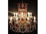 Casa Padrino Lampadario Barocco In Cristallo Rosso/Oro Ø 90 X H. 100 Cm - Lampadario Per Hotel E Ristoranti - Illuminazione Barocca - Nobile E Magnifico - Qualità - Italy