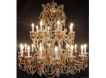 Casa Padrino Lampadario Barocco In Cristallo Arancione/Oro Ø 110 X H. 120 Cm - Lampadario Per Hotel E Ristoranti - Illuminazione Barocca - Nobile E Magnifico - Qualità - Italy
