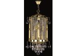 Casa Padrino Lampadario Barocco Oro Ø 32 X H. 65 Cm - Magnifico Lampadario In Ottone Con Vetro Di Cristallo Di Boemia - Nobile & Magnifico