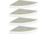 Vidaxl Mensole Galleggianti Ad Angolo 4 Pz. Mdf Effetto Rovere E Bianco 35X35X3,8 Cm