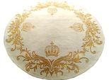 PompööS By Casa Padrino Tappeto Di Harald GlööCkler Crown Crema / Oro Ø 260 Cm - Tappeto Rotondo Dal Design Barocco - Tessuto A Mano In Lana
