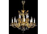 Casa Padrino Lampadario Barocco Oro Ø 84 X H. 67 Cm - Magnifico Lampadario In Ottone Con Vetro Di Cristallo Di Boemia - Nobile & Magnifico