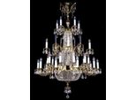 Casa Padrino Lampadario Barocco Oro Ø 120 X H. 170 Cm - Magnifico Lampadario In Ottone Con Vetro Di Cristallo Di Boemia - Nobile & Magnifico
