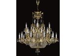 Casa Padrino Lampadario Barocco Oro Ø 120 X H. 135 Cm - Magnifico Lampadario In Ottone Con Vetro Di Cristallo Di Boemia - Nobile & Magnifico