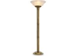 Casa Padrino Lampada Da Terra In Ottone Antico Colorato / Bianco Ø 60 X H. 195 Cm - Lampada Da Terra Rotonda In Metallo Con Paralume In Vetro - Collezione Luxury
