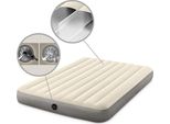 Intex Deluxe - Materasso Ad Aria - Doppio - Con Kit Di Riparazione E Pompa A Mano - 203X152X25 Cm - Pvc - Beige