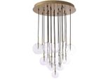 Casa Padrino Lampadario Alogeno In Ottone Anticato Ø 80 X H. 125 Cm - Lampadario Moderno Con Paralumi In Vetro - Qualità Eccellente