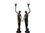 Casa Padrino Set Di Lampade Da Terra In Bronzo - 2 Figure Di Lampade In Bronzo