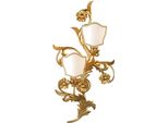 Casa Padrino Lampada Da Parete Barocca Oro/Bianco 35 X 14 X H. 67 Cm - Lampada Da Parete In Metallo Fatta A Mano Con Paralumi - Lampade Da Parete Barocche