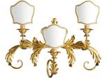 Casa Padrino Lampada Da Parete Barocca Oro/Bianco 55 X 17 X H. 42 Cm - Lampada Da Parete In Metallo Fatta A Mano Con Paralumi - Lampade Da Parete Barocche