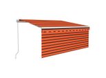 Tenda Da Sole Manuale A Scomparsa Con Tenda A Rullo E Led 3X2,5 M Arancione Marrone