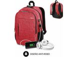Subblim Urban Lock Zaino Per Computer Portatili Fino A 16" / Porta Usb / Antifurto / Rosso"