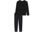 Pigiama Uomo Uncover By Schiesser 2 Pezzi - Lungo, Scollo A V, Cotone, Tinta Unita/Fantasia Nero M