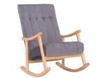 Clp Sedia A Dondolo In Velluto Saltillo Con Struttura In Legno, Naturale/Grigio