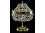 Casa Padrino Lampada Da Tavolo Barocca In Cristallo Oro Ø 24 X H. 34 Cm - Magnifica Lampada Sgabello Con Cristallo Di Boemia - Lampade Barocche In Cristallo