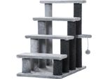 Pawhut Scale Per Animali Domestici Scale Per Gatti Con Palla Tiragraffi Scale Per Cani A 4 Gradini Scale Per Animali Domestici In Truciolato Di Feltro Di Iuta Grigio 60 X 40 X 64 Cm
