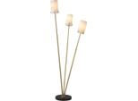 Casa Padrino Lampada Da Terra In Ottone Antico / Nero / Alabastro Ø 28 X H. 167 Cm - Lampada Da Terra Moderna Con Base In Marmo E Paralumi Rotondi In Alabastro - Luxury Lights