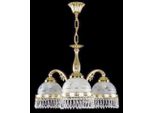 Casa Padrino Lampada A Sospensione Barocca In Ottone Oro/Bianco Ø 52 X H. 36 Cm - Magnifica Lampada A Sospensione In Ottone Con Vetro Di Cristallo Bohemien - Luci Barocche In Cristallo