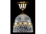 Casa Padrino Lampada A Sospensione Barocca In Ottone Oro/Bianco Ø 16 X H. 18 Cm - Magnifica Lampada A Sospensione In Ottone Con Vetro Di Cristallo Bohemien - Luci Barocche In Cristallo