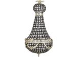 Casa Padrino Lampadario Barocco In Cristallo Nero / Argento Ø 35 X H. 70 Cm - Magnifico Lampadario In Stile Barocco - Luci Barocche In Cristallo - Nobile & Magnifico