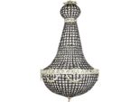 Casa Padrino Lampadario Barocco In Cristallo Nero / Argento Ø 55 X H. 110 Cm - Magnifico Lampadario In Stile Barocco - Luci Barocche In Cristallo - Nobile & Magnifico