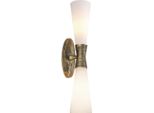 Casa Padrino Lampada Da Parete Doppia In Ottone Vintage / Bianco 12 X 15,5 X H. 62,5 Cm - Hotel & Restaurant Wall Lamp - Luxury Collection