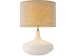 Casa Padrino Lampada Da Tavolo In Ceramica Bianca / Color Ottone Antico / Beige Ø 46 X H. 64,5 Cm - Lampada Da Tavolo Moderna Con Paralume - Collezione Luxury