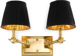 Casa Padrino Lampada Da Parete Doppia Oro / Nero 33 X 25 X H. 25 Cm - Lampada Da Parete Nobile Con Bracci Girevoli - Qualità Lussuosa