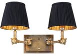 Casa Padrino Lampada Da Parete Doppia Colori Ottone Vintage / Nero 33 X 25 X H. 25 Cm - Lampada Da Parete Nobile Con Bracci Girevoli - Qualità Lussuosa
