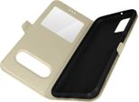 Samsung Galaxy A13 4G Cover Con Doppia Finestra E Funzione Stand - Oro