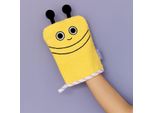 Milk&Moo Buzzy Bee, Morbido Guanto Di Flanella Per Neonati E Bambini, Spugna Da Bagno, Guanto Da Bagno, In 100% Cotone, Morbido E Divertente, Giallo, Da 0 Mesi