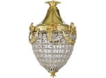 Casa Padrino Lampada A Sospensione Barocca In Cristallo Oro Ø 25 X H. 35 Cm - Lampada A Sospensione Rotonda In Stile Barocco - Luci Barocche - Nobile & Magnifico