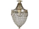 Casa Padrino Lampada A Sospensione Barocca In Cristallo Argento Ø 25 X H. 35 Cm - Lampada A Sospensione Rotonda In Stile Barocco - Luci Barocche - Nobile & Magnifico
