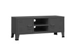 Mobile Tv In Stile Industriale Antracite 105X35X42 Cm In Metallo