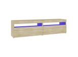 Mobili Tv 2 Pezzi Con Luci Led Rovere Sonoma 75X35X40 Cm