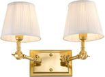 Casa Padrino Lampada Da Parete Doppia Oro/Bianco 33 X 25 X H. 25 Cm - Lampada Da Parete Nobile Con Bracci Girevoli - Qualità Lussuosa