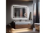 Wisfor Specchio Da Bagno A Led 80X60Cm, Specchio Da Bagno Con Illuminazione Specchio Da Bagno A Parete, Interruttore A Sfioramento Con 3 Colori Di Luce 3000-6500K, Ingrandimento 3 Volte, Antiappannamento, Dimmerabile