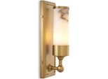 Casa Padrino Lampada Da Parete In Ottone Antico / Alabastro 12,5 X 11,5 X H. 38 Cm - Lampada Da Parete Per Soggiorno Con Paralume Rotondo In Alabastro - Luci - Interni - Mobili